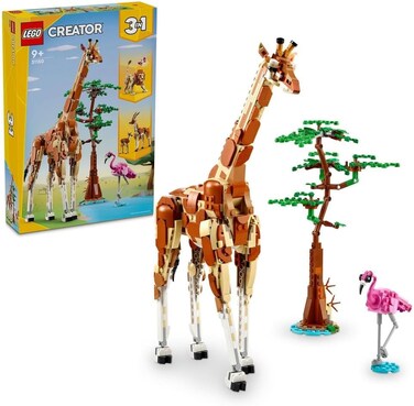 Lego Creator 3In1 Wild Safari Animals, Giraffe Toy To Gazelle Figures To Lion Model, Set For Kids, Girls &amp; Boys Aged 9 Plus, Includes Flamingo and Butterfly, Nature Gifts For Imaginative Play 31150