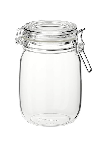Korken Storage Accessory Jar With Lid, Clear Glass, 1 L
