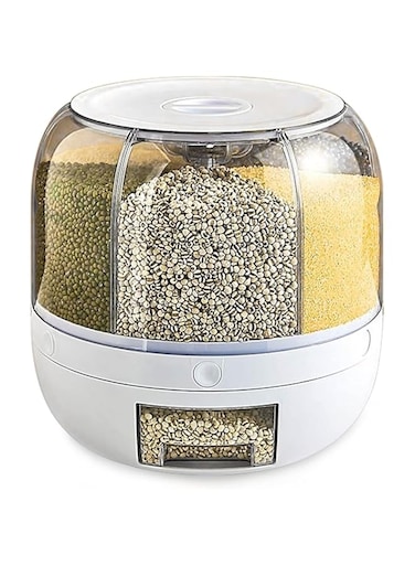 Benting Grain Storage Container Dispenser, 22Lbs rice dispenser rotating, 360&deg; rotating food dispenser One-Click Output rice Storage Round Grain Dispenser Kitchen for Small Grains, Beans, Rice