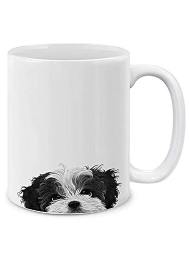 Black White Shih Tzu Ceramic Coffee Mug Tea Cup, 11 OZ