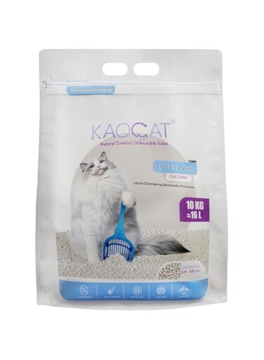 KAOCAT Unscented Clumping Cat Litter   Made of Natural Bentonite Clay Granules   Highly Absorbent   Soft on Cats &amp; Kittens Paws   100% Eco-friendly &amp; Hypoallergenic   Resealable Packs (10KG) (10 KG)