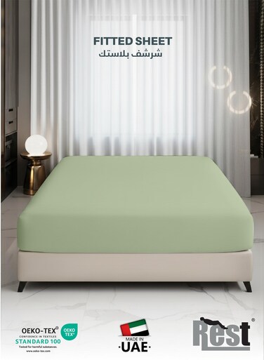 Fitted Bedsheet 180x200+30cm Breathable Plush Mint Green Fabric with Deep Pockets Machine Washable for Optimal Protection