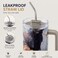 Mobcos Printed Insulated Travel Tumbler 1200ml   Stainless Steel Vacuum Flask with Handle, Straw &amp; Leakproof Lid   Reusable Coffee Mug   Water Bottle   Grey