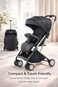 Kikibebe Lightweight Cabin Travel Stroller &ndash; Baby Toddler Pushchair with Trolley Handle, Waterproof &ndash; Black