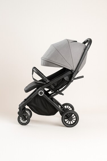 Kikibebe Lightweight Travel Stroller &ndash; Baby Toddler Pushchair with Trolley Handle, Waterproof &ndash; Grey