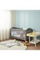 Kikibebe Portable Foldable Baby Crib Convertible To Full-Size Bed Newborn Multi-Functional Playpen Movable Design - Grey