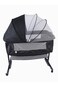 Kikibebe 3-In-1 Baby Bedside Crib &ndash; Portable, Adjustable With Storage Basket, Mosquito Net &amp; Breathable Mattress &ndash; Dark Grey