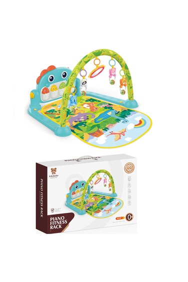 Kikibebe Dinosaur Pedal Piano With Music Mode &ndash; Cute Animal Pendants &amp; Cartoon Forest Scene Pads &ndash; Blue
