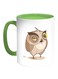 Owl Printed Coffee Mug White Green