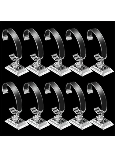 ELECDON Watch Display Stand, Bracelet Jewelry Watch Display Rack Holder Acrylic Watch Stand Organizer Holder Watch Accessory for Home or Store Use, 10 Pack, Transparent