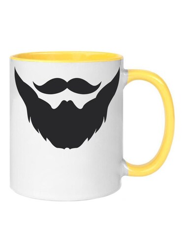 Beard Art Printed Mug Yellow