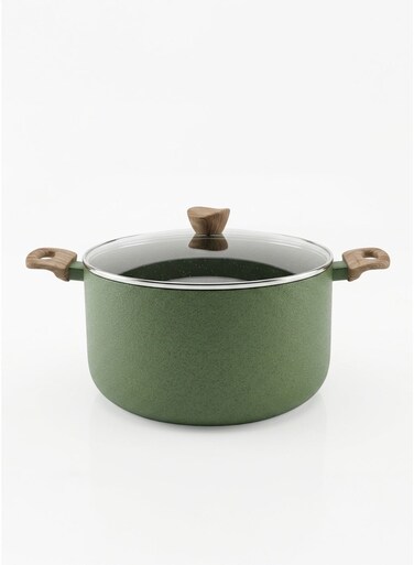 32cm Casserole with Glass Lid - Large Non-Stick Aluminium Cooking Pot, Durable Deep Cookware for Family Meals, Even Heat Distribution, Easy to Clean, Perfect for Healthy Home Cooking