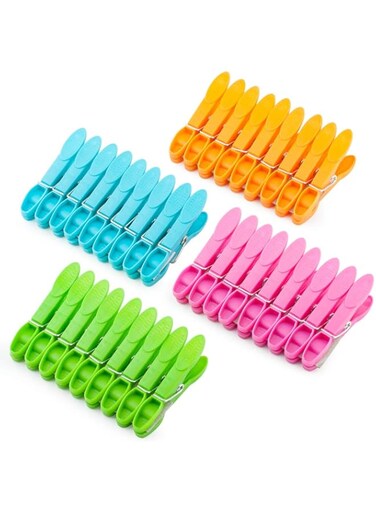 Ninth Five Clothespins, Plastic Clothes Pins Sturdy Springs, Anti-Slip Colorful Clothing Line Clips Pegs Laundry Kitchen Outdoor Photo Paper Crafts, Air-Drying Clothing Pin Set, Pack of 36