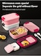 2 Layer Lunch Box - Large Capacity, Portable, Leak-Proof, Microwaveable, Suitable for Children and Office Workers (Pink)