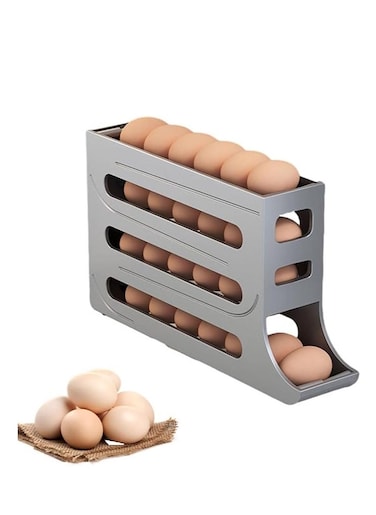 COOL BABY Four-Layer Egg Storage Rack, Gravity Fed Egg Holder, Refrigerator Egg Storage Box, 4 Tier Rolling Egg Holder Dispenser, Auto Rolling Egg Holder for Fridge, Space Saving Egg Tray(GREEN)