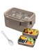 UCHUANG Bento Lunch Box for Adults &amp; kids, Reusable Stainless Steel Meal Box, Leakproof Food Storage Containers with 2 Layers Divders,Suitable Freezer Dishwasher,Healthy Lunches &amp; Snacks - Khaki