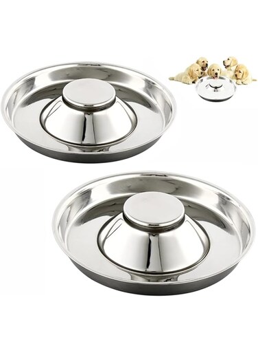 SUOXU Puppy Feeding Bowls,Stainless Steel Metal Dog Bowls,Puppy Weaning Bowl Puppy Dishes Can be Used for Multiple Puppies to Eat Water Bowl and Puppy Feeding bowls at The Same Time (30cm/2pcs)