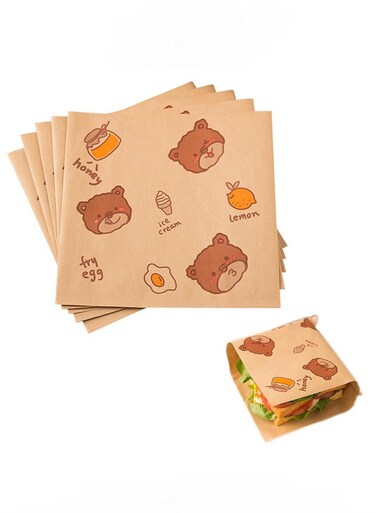 pieces paper 7x7 inch flat kraft paper wrapping paper, snack cookie bun burger wrapping paper sandwich bag, lunch bag, kraft paper bag, recyclable kitchen paper, snack cookie bun burger wrapping paper