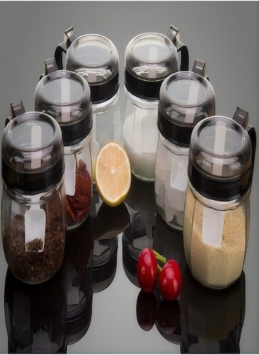 Kitchen Supplies Seasoning Box Seasoning Bottle Box Household Combination Glass Oil Bottle Kitchen Storage 6-Pack With Plastic Spoon