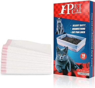 . Litter Box Liners, Extra Durable Tear-resistant Large Drawstring Kitty Litter Pan Bags, . Litter Bags Liners for . Kitty Pet Waste, Disposable . Poop Bags (78.8cm*43.1cm 10Pcs)