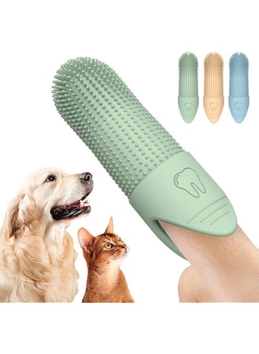 ZIHEWJLAI 3 Pcs Pet toothbrush Finger Toothbrush Silicone Cat Dog Toothbrush Pet Teeth Dog Tooth Care Finger Cover