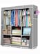 Wardrobe Portable Wardrobe,Canvas Wardrobe,Clothes Closet Storage Organizer with 3 Hanging Rail and Side Pockets,Fabric Wardrobes for Bedroom Clothing