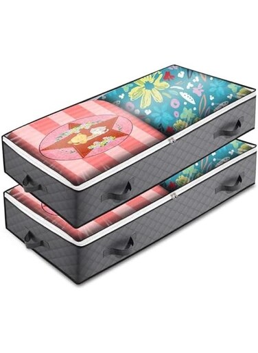 Under bed Storage Bags, 100L Underbed Storage Containers with Reinforced Handles, Large Capacity Breathable Non-woven Under the Bed Storage Bins for Blanket, Pillows, Comforters and Quilts (2)