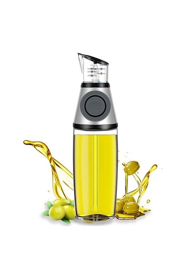 Dispenser Bottle 17oz &acirc;&euro;&ldquo; Glass Olive Oil &amp; Vinegar Dispenser with Measuring Scale Pump &acirc;&euro;&ldquo; Refillable Cooking Oil Sprayer for Kitchen, Salads, Baking, Frying