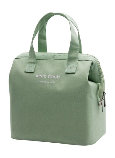 Insulation Large Space Portable Lunch Bag Green 9x10x6 inch
