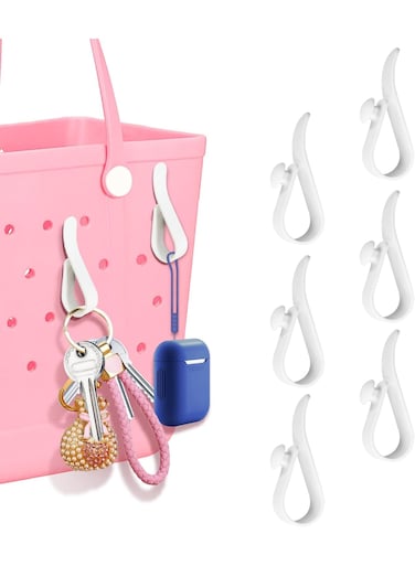 Hooks Accessories for Bogg Bags, 6 PCS Insert Charm Key Holder Clip Cup Holder Attachment Organize Girls Hair Ties for Beach Tote Bags Rubber Beach Tote Bag, Waterproof Zipper Bag Accessories