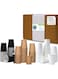 Terraspoon 150 Assorted Double Wall 8 Oz Paper cups [50 White - 50 Black - 50 Brown] With 50 Pcs Individually Wrapped Wooden Stirrers, for Hot and Cold Drinks,Eco-Friendly,100% Recyclable - Box Pack