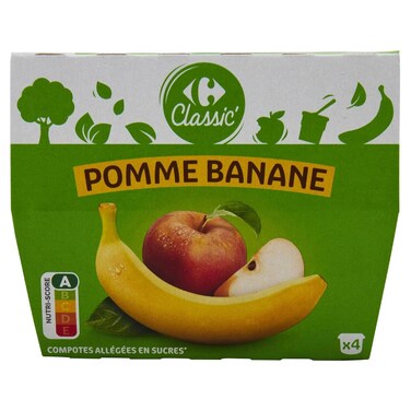 Carrefour Classic Apple and Banana Compote, 100g,  Pack of 4