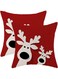 Pillow Covers 18x18 Inch Set of 2, Xmas Red Elk Deer Decorative Throw Pillows Farmhouse Linen Winter Holiday Cushion Case for Sofa Couch Outdoor Decor