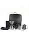 Portable Pour Over Coffee Maker Travel Kit with Carrying Case, Manual Grinder, Glass Server, Black