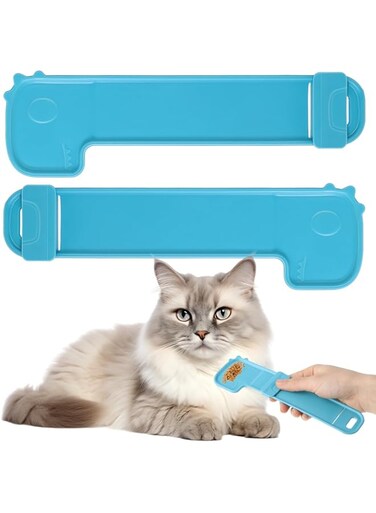 KASTWAVE Cat Strip Feeder, 2 PCS Pet Food Mixing Spoon, Cats Stripe Squeeze Spoon, Multifunctional Lickable Treat Feeding Dispenser for Cat Liquid Snack, Wet Food, Blue