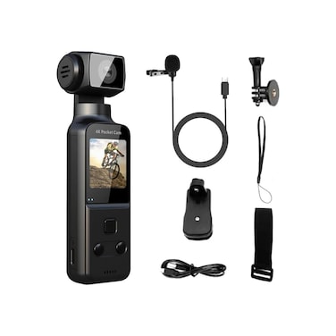 4K Action Camera Body Camera with External Microphone   1.33&rdquo; HD Pocket Cam for Vlogging