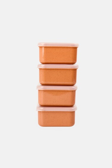 Home 4 Pcs Wheat Fiber Mini Snack Plastic Containers 217ml, Light Rust