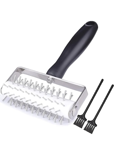 EVEDMOT Pizza Dough Docker Roller Stainless Steel, Pizza Pin Puncher Dough Hole Maker with Plastic Handle, Docking Tool for Pizza Cookie Pie Pastry Bread