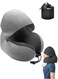 Pillow With Cap Travel Storage Portable Memory Cotton Hooded Multifunctional Neck Pillow Neck Cushion Airplane Nap Travel Sleep (Light Grey)