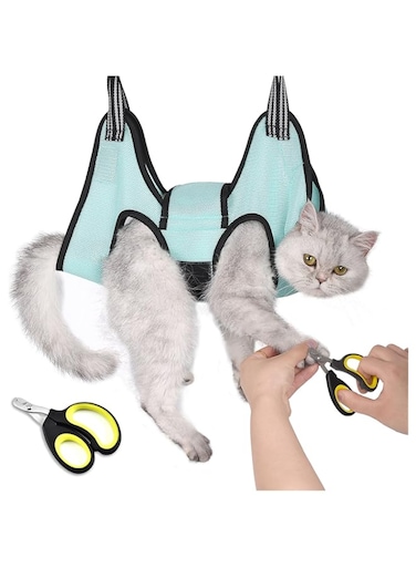 JDMYCYCQXF Cat Grooming Hammock Harness, Cat Holder for Grooming with Cat Nail Clippers/Trimmer,Nail File (Size:XS)