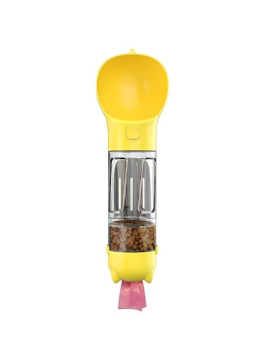 Aputue Dog Water Bottle, 300ml 4 in 1 Leak-Proof Portable Pet Water Bottles with Food Container, Multifunctional Dog Water Dispenser, Poop Shovel and Bag Compartment, Lightweight Pet Water Dispenser