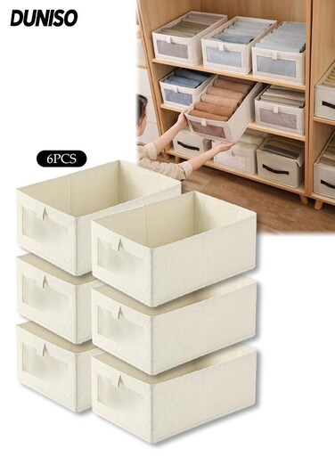 6 Pcs Wardrobe Clothes Organizer, Foldable Clothes Storage Box Organizer, Visible Drawer Organizers Wardrobe Clothing Organizer, Washable Drawer Box for Clothing, T-Shirt, Pants, Toys &amp; Books