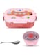 ONELINE Lunch Box for Kids School, Stainless Steel flatware set with soup bowl and spoon, Bento kids Lunch Box with sea world theme, leak-proof, durable snack container for adult children (PINK)