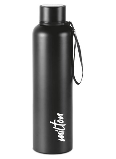 1 Litre Stainless Steel Water Bottle, Vacuum Insulated Flask Keep Drinks Hot or Cold for 24 hours, Leak Proof, Metal Bottle for Sports, Gym, Travelling, Aura 1000, Black Black