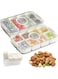 2pcs Divided Serving Tray with Lid, Food Storage Container Stackable Vegetable Fruit Organizer Bins for Refrigerator 8 Compartment Tray Snackle Box Charcuterie Container with 4 Drain Basket Time Scale