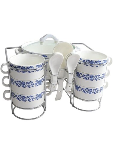 BLACKSTONE Chafing Dish Porcelain Marble Buffet Chafing Dish, Buffet Set, Marble Finish Chafing Dish, Rectangular Chafers for Buffet/Weddings/Parties/Banquets/Catering Events (Soup Set)