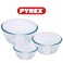 Pyrex Bowl Set of 3 (2L, 1L, 0.5L) - Clear Glass, Heat &amp; Scratch Resistant