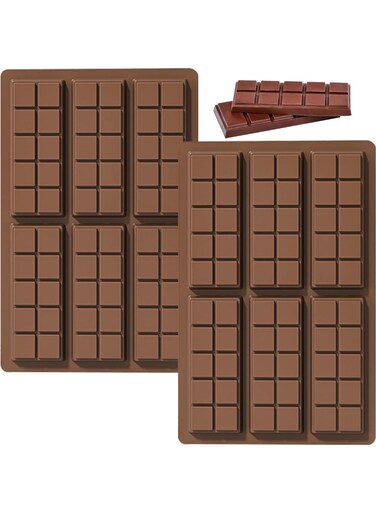 Pcs 6 Cavities Chocolate Bar Mold Deep, Square Thick Chocolate Bar Mold Silicone,Thick Silicone Chocolate Bar Mold for Stuffed Chocolate Bar (Square)