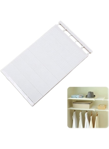 Organized Home Tension Shelf Expandable Clothes Closet Organizer Rack Adjustable DIY Wardrobe Dividers Separator White (Leak-Proof Plate Width 42 cm（75*120）)