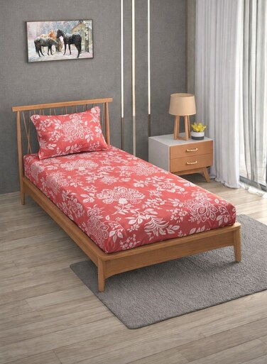Premium Single Size Fitted Bedsheet with 1 Pillowcase &acirc;&euro;&ldquo; Modern Design &amp; Pattern &acirc;&euro;&ldquo; Deep Pocket (90x200+25 cm, 36x78 + 10 inch) Soft, Breathable Microfiber Bedding for Kids &amp; Guest Rooms